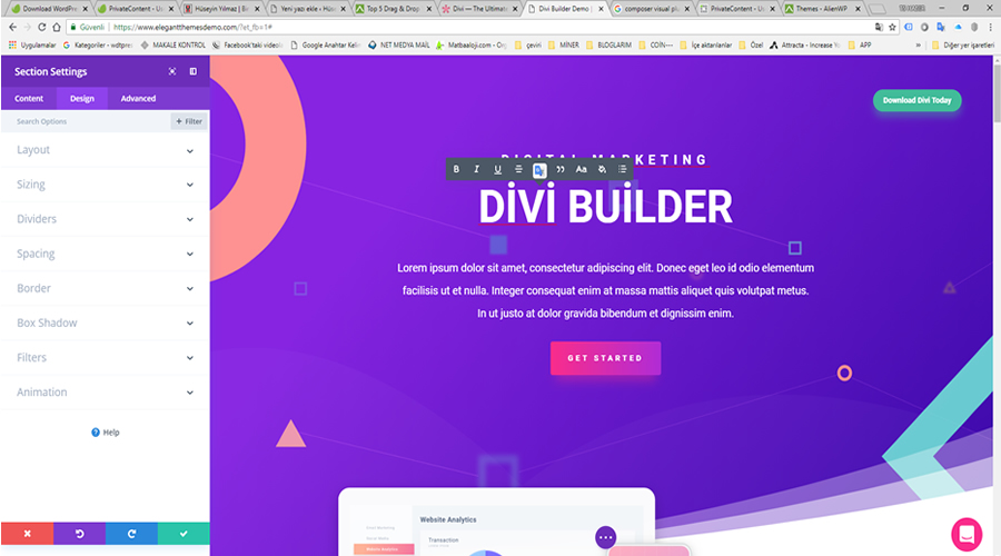 Divi Builder page builder sayfa oluşturucu